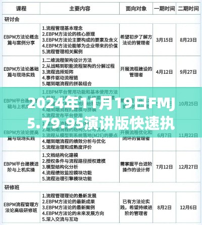 2024年11月19日FMJ5.79.95演讲版快速执行方案规划及正版资料全年汇总