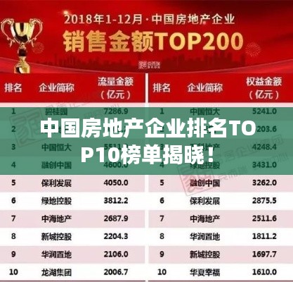 中国房地产企业排名TOP10榜单揭晓！