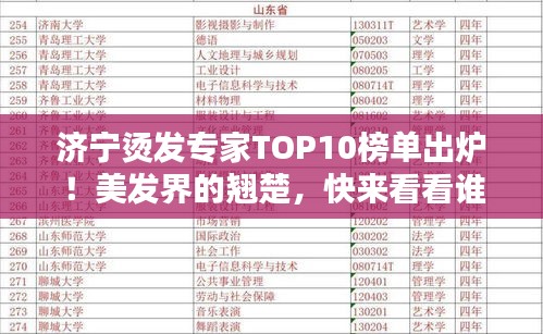 济宁烫发专家TOP10榜单出炉！美发界的翘楚，快来看看谁上榜了！