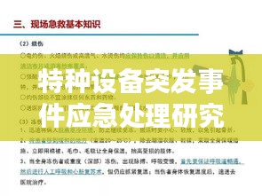 特种设备突发事件应急处理研究，应对策略与案例分析