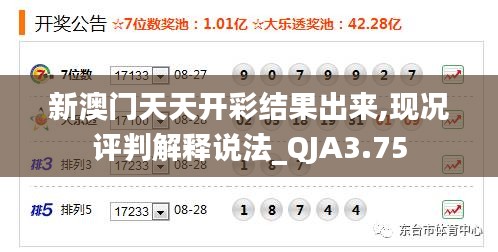 新澳门天天开彩结果出来,现况评判解释说法_QJA3.75