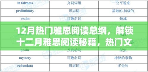 解锁十二月雅思阅读秘籍，热门文章总纲一网打尽