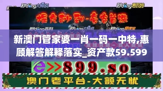 新澳门管家婆一肖一码一中特,惠顾解答解释落实_资产款59.599