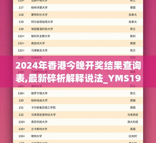 2024年香港今晚开奖结果查询表,最新碎析解释说法_YMS19.625经典版